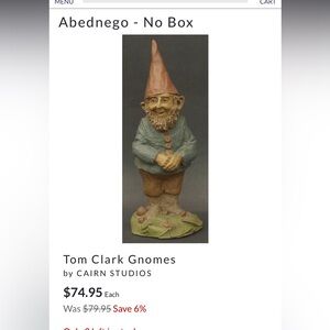 Tom Clark Vintage Resin Gnome “Abednego”